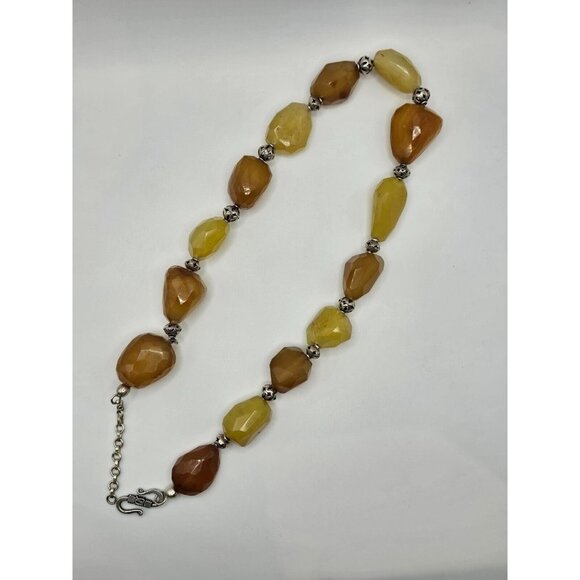 Butterscotch and Lemon Agate Sterling silver Chunky 21" Necklace Excellent Cond - Picture 6 of 6
